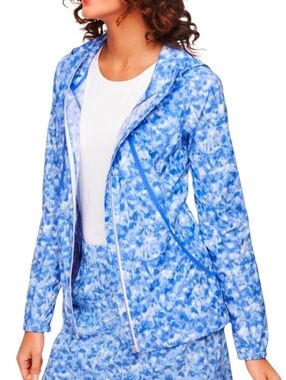 Talbots Blue Tie-Dye Hooded Lightweight Water Resistant Jacket Lp